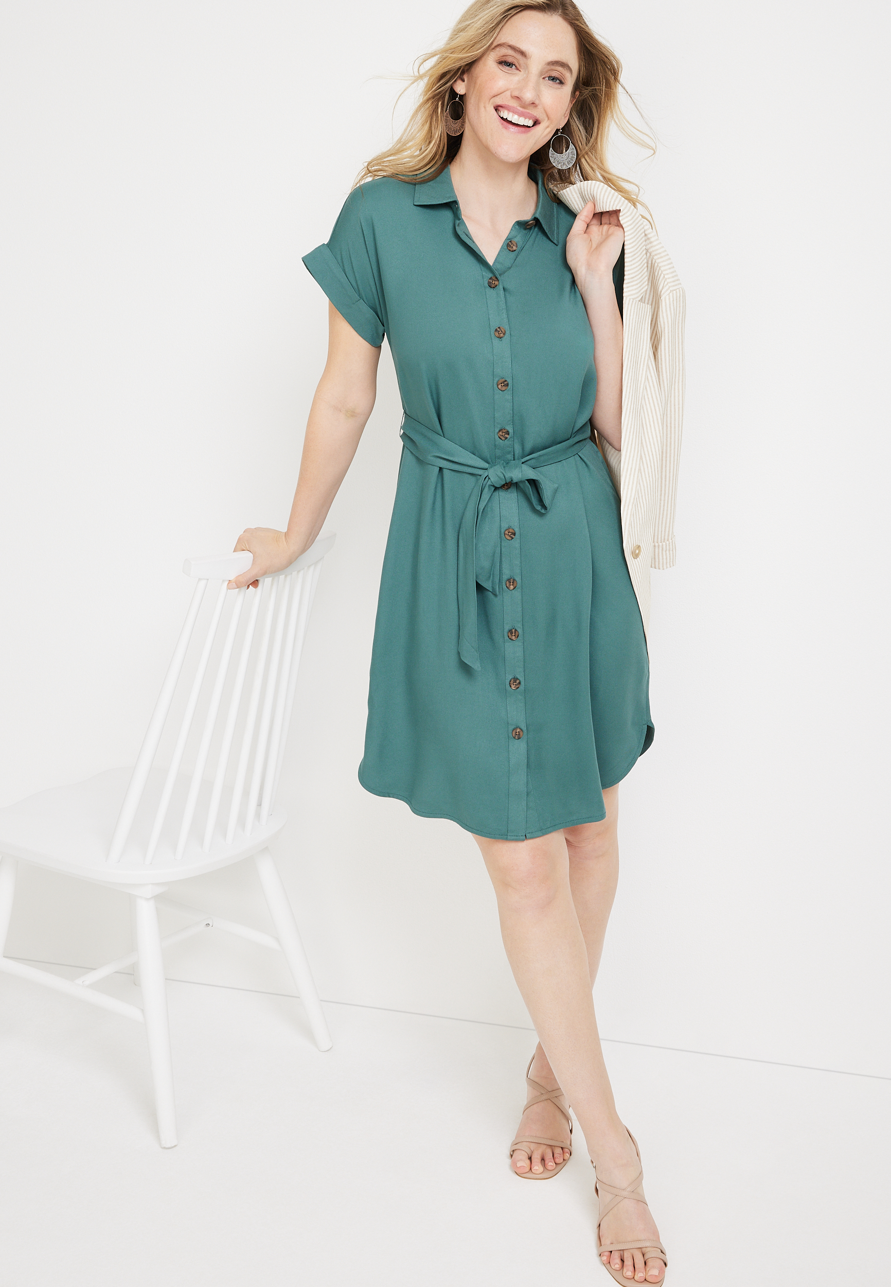 Button Down Shirt Dress, C6323, large