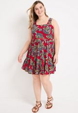 Plus Size Floral Skater Dress, C6875, small