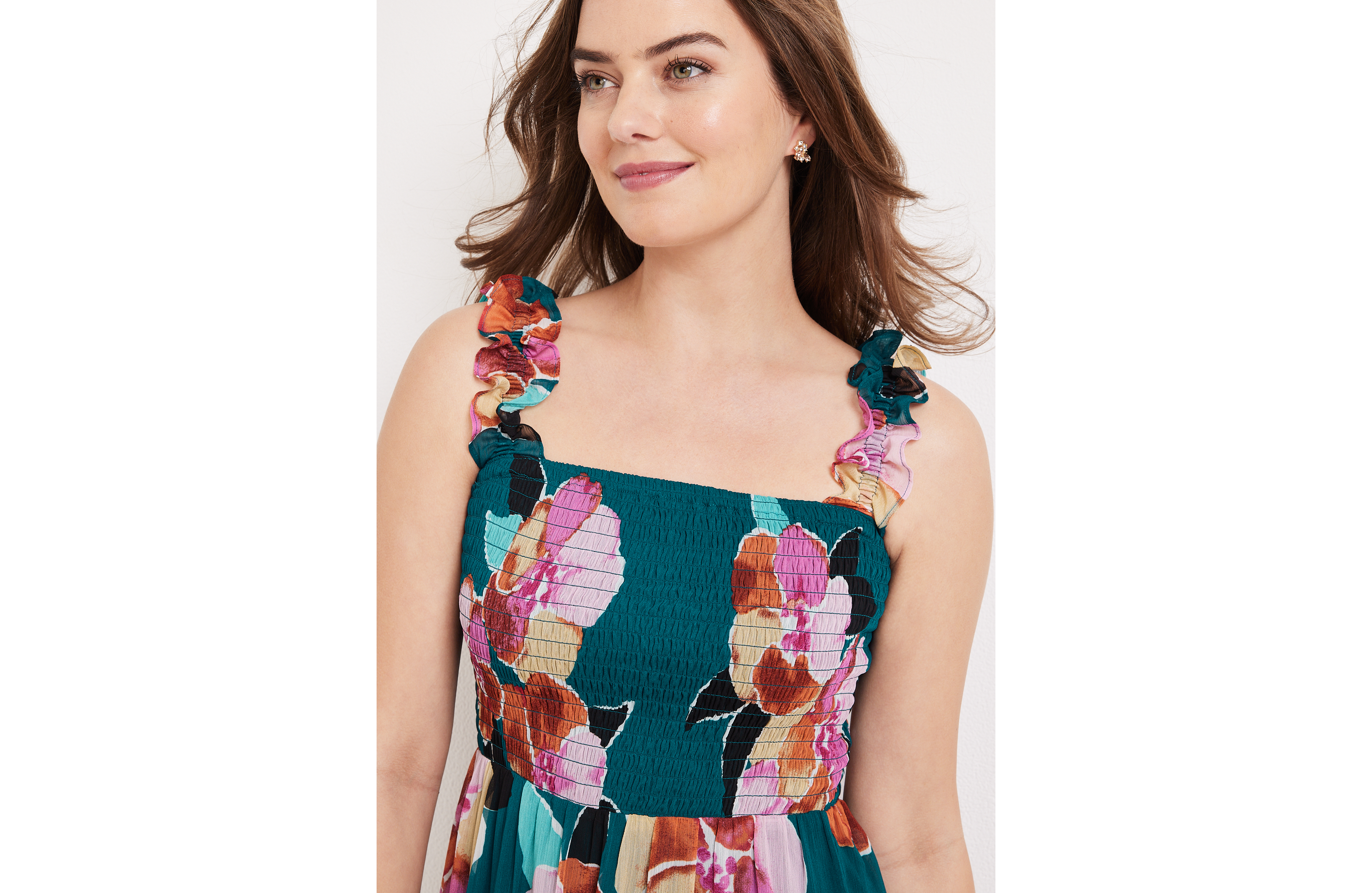Aster Floral Off The Shoulder Midi Dress