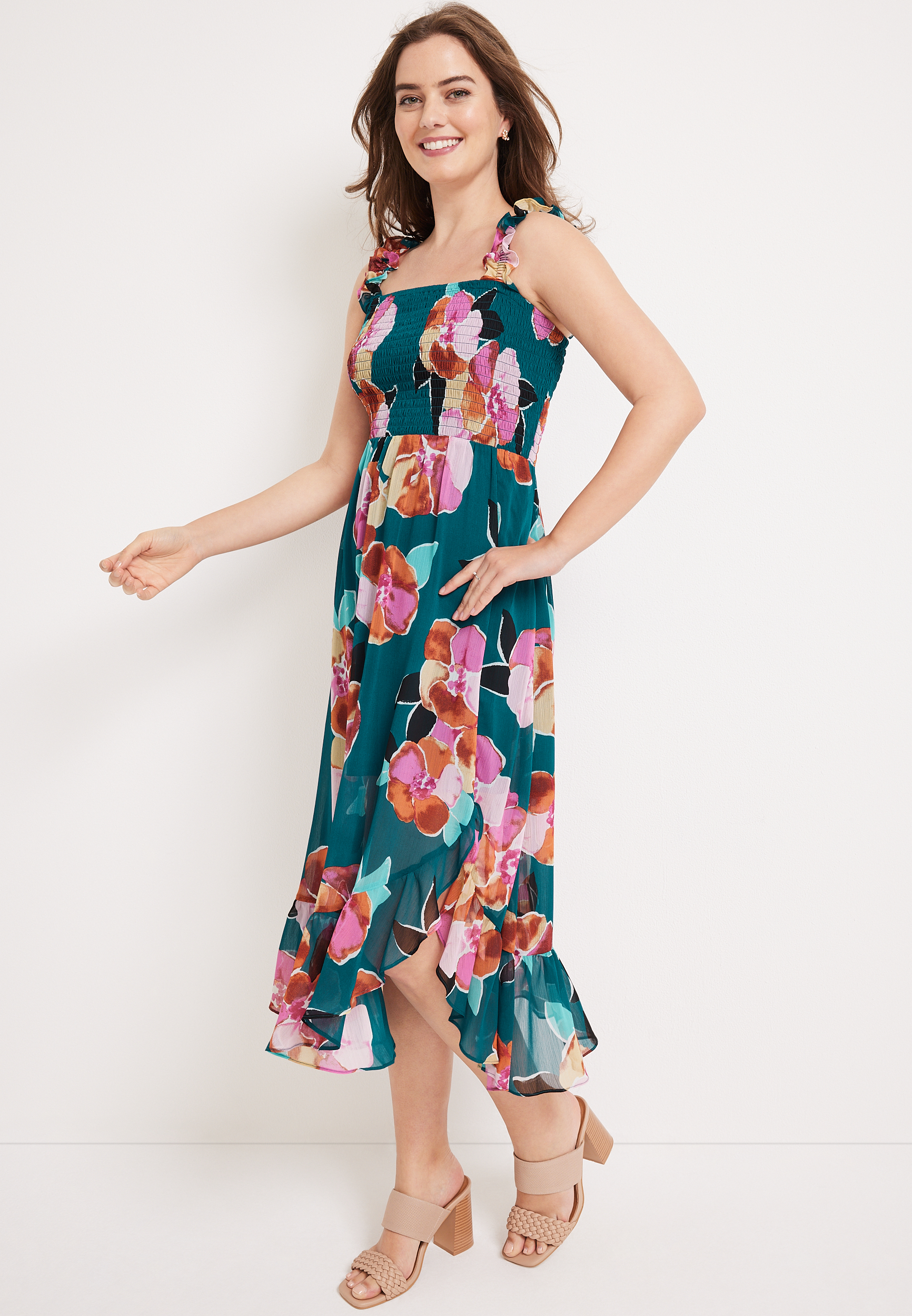 Aster Floral Off The Shoulder Midi Dress, C3557, large