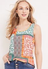 Coastline Patchwork Lattice Back Tank, C1524, small