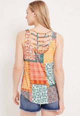 Coastline Patchwork Lattice Back Tank, C1524, small
