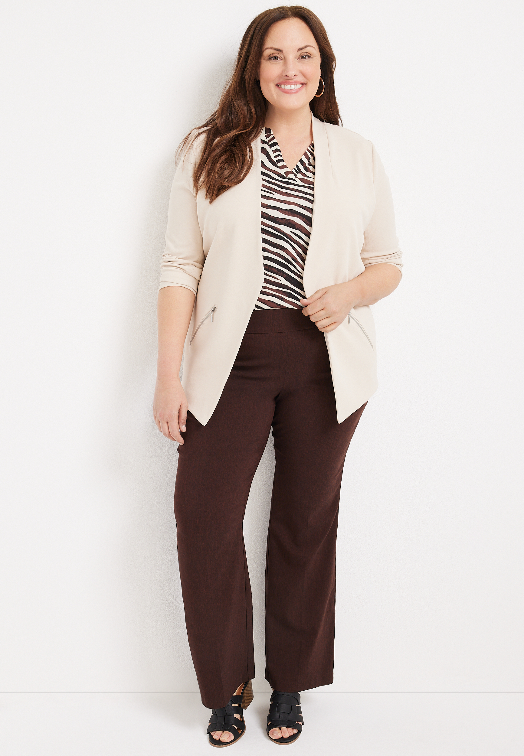 Plus Size Bengaline Heather Mid Rise Flare Pant | maurices