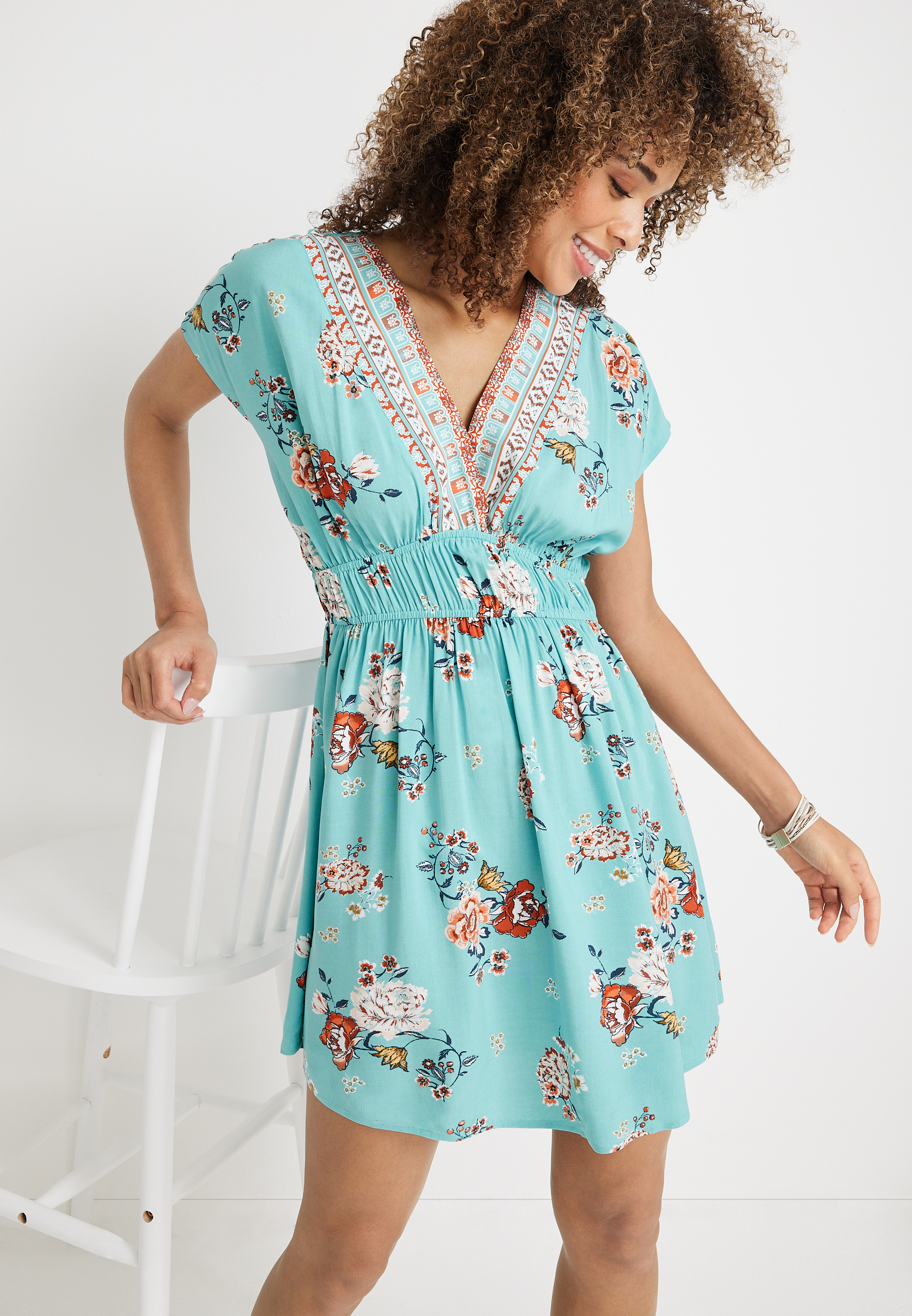 Floral Smocked Skater Dress