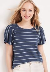 Meadows Striped Tulip Sleeve Tee, C5210, small
