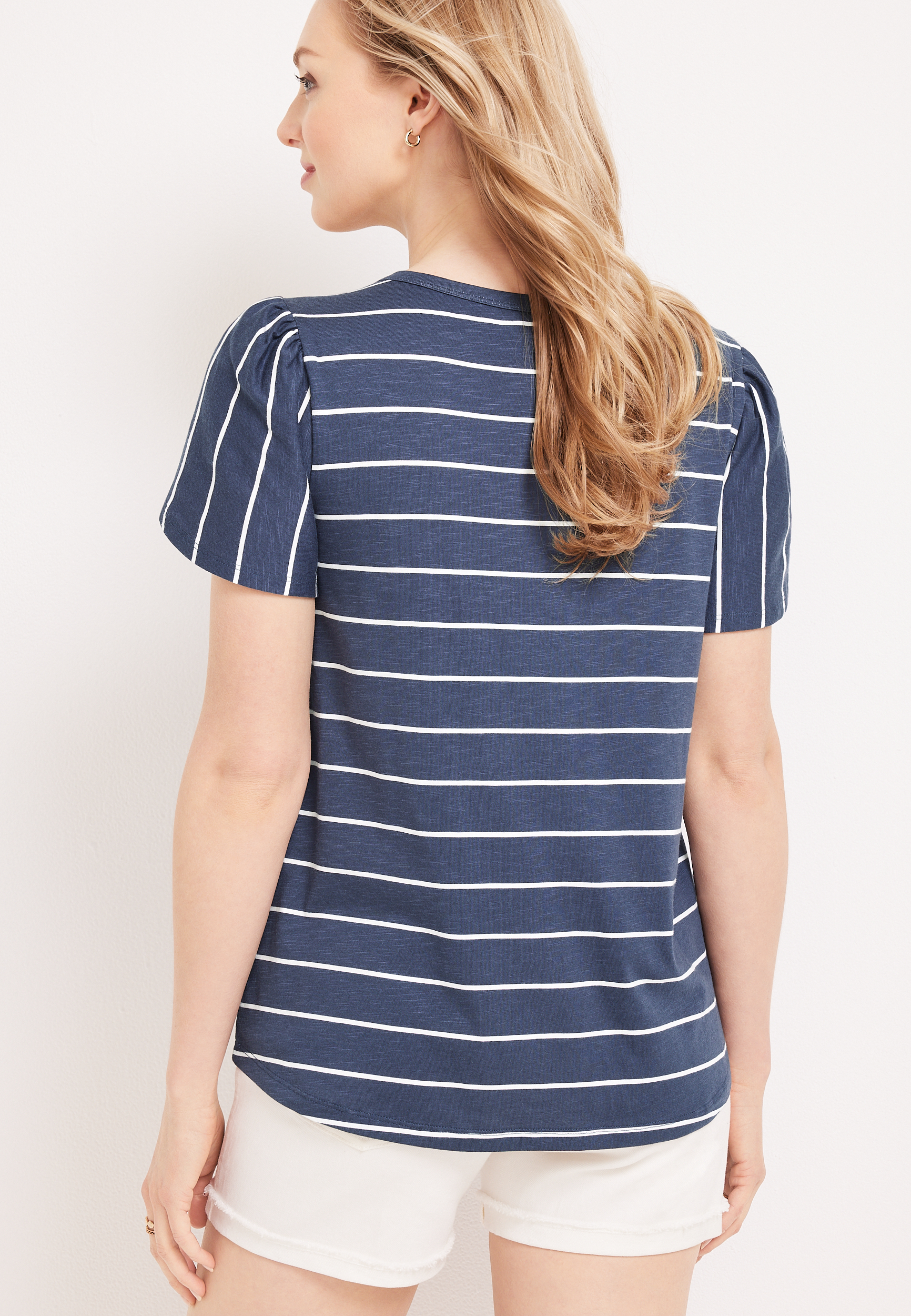 Meadows Striped Tulip Sleeve Tee, C5210, large