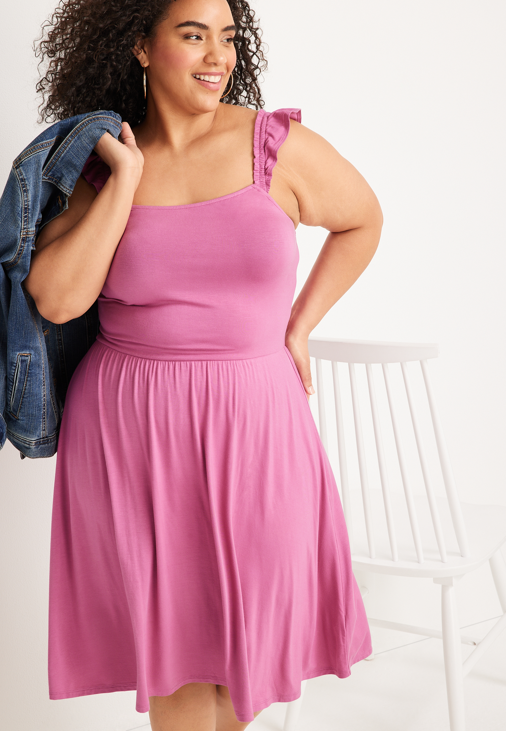 pink dress size 24 K-cliffs Women's Plus Size Traditional Ribbed Bodycon Stretch Tank Dress, Color; Fuchsia, Size: Plus Size/One size, Pink