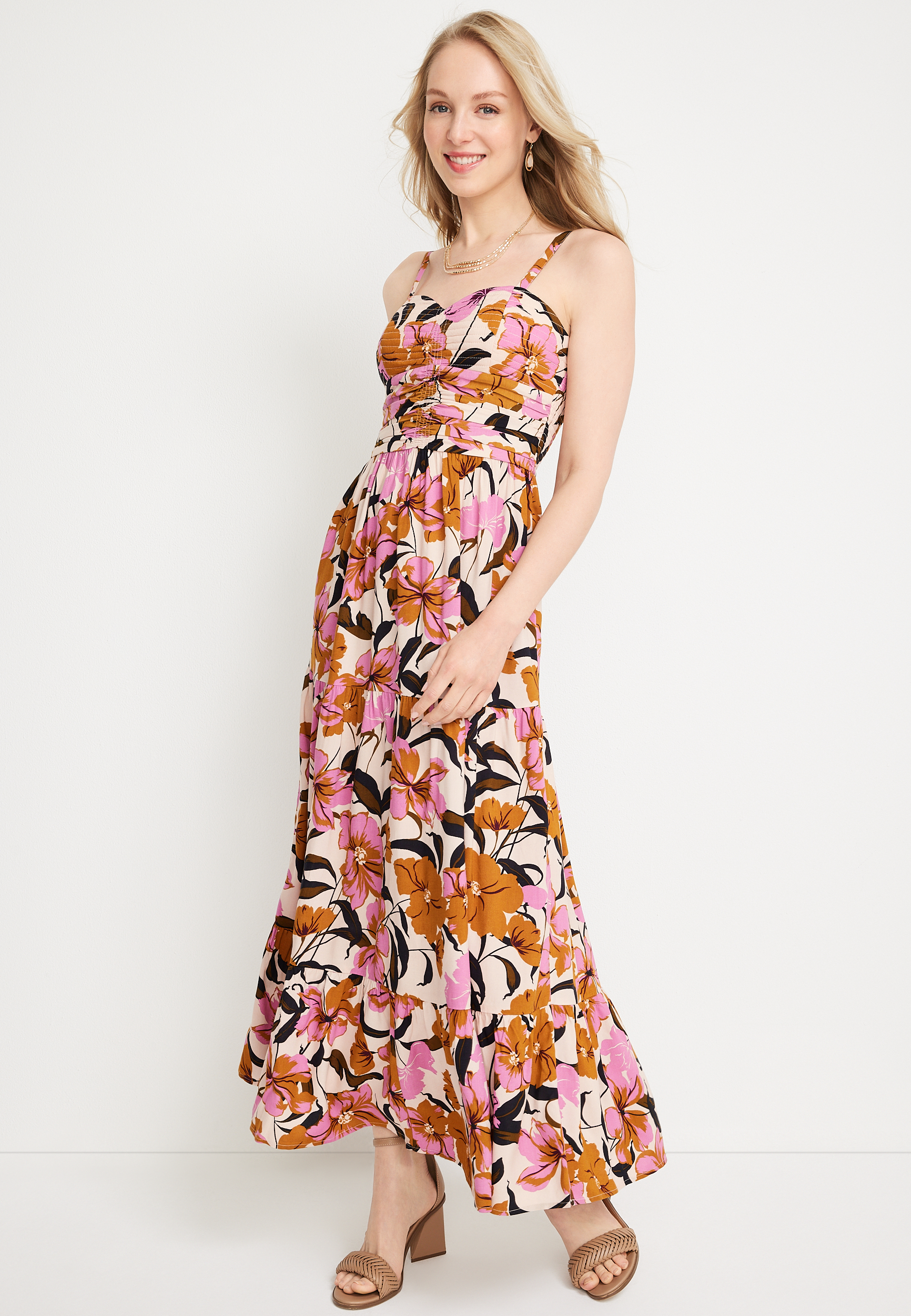 Floral Tiered Maxi Dress, C2754, large