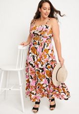 Plus Size Floral Tiered Maxi Dress, , small