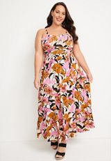 Plus Size Floral Tiered Maxi Dress, , small