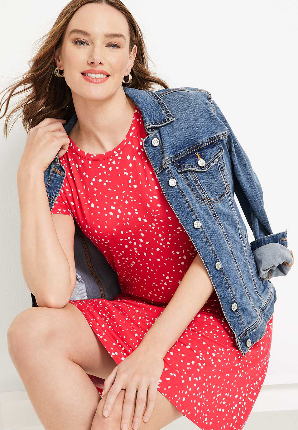 24/7 Polka Dot Futter Sleeve Mini Dress