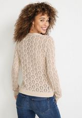 Pointelle Button Front Cardigan, STORMY BLUSH, small