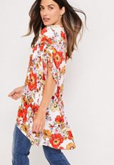Poppy Floral Cinched Sleeve Kimono, C2380, small
