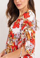 Poppy Floral Cinched Sleeve Kimono, C2380, small