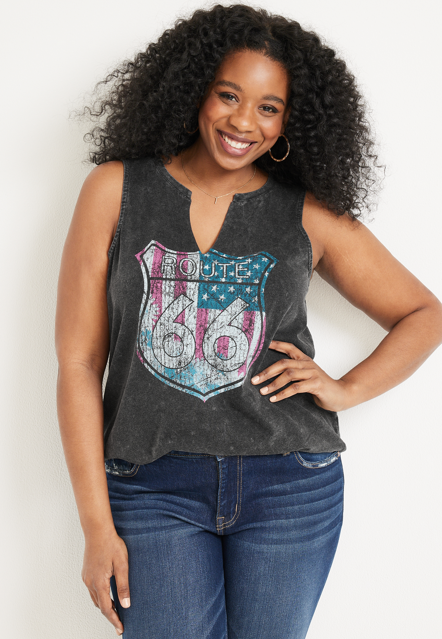 Plus Size Americana Route 66 Graphic Tank, C125, large