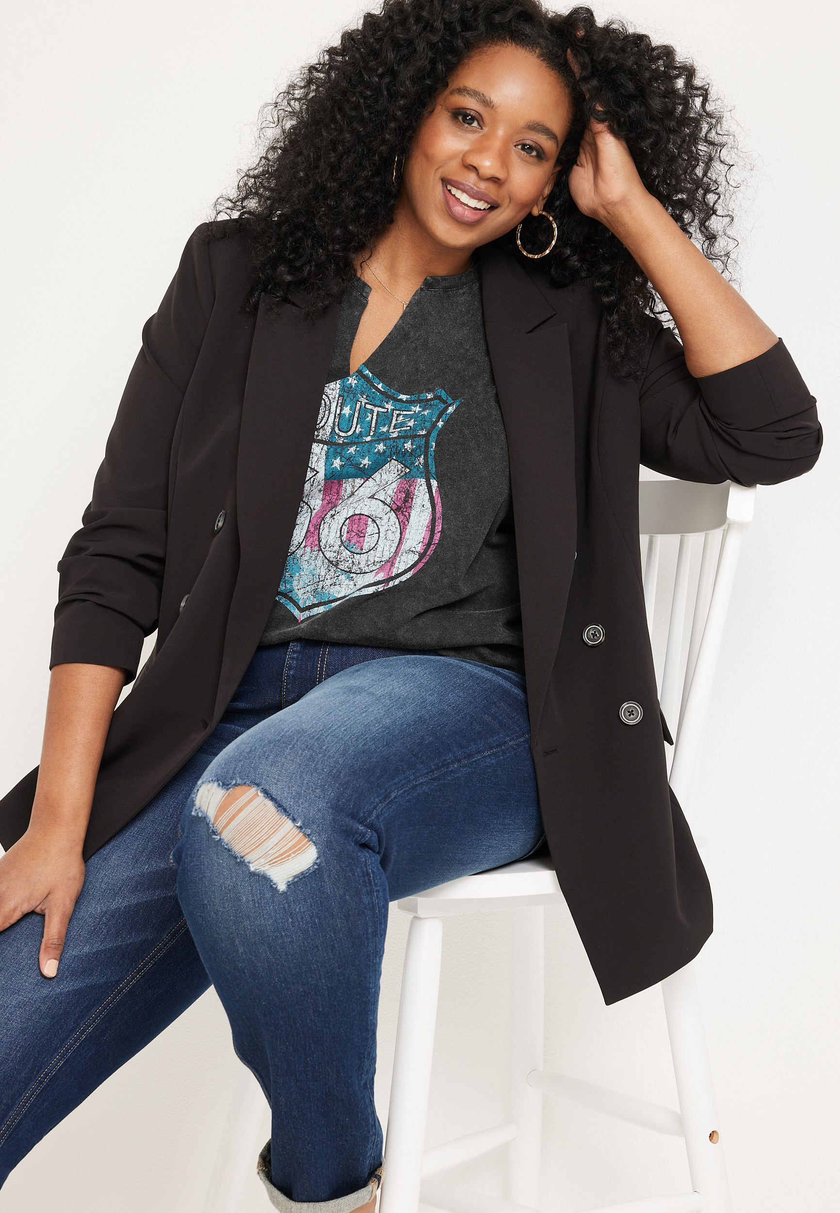 Plus Size Americana Route 66 Graphic Tank, C125, large