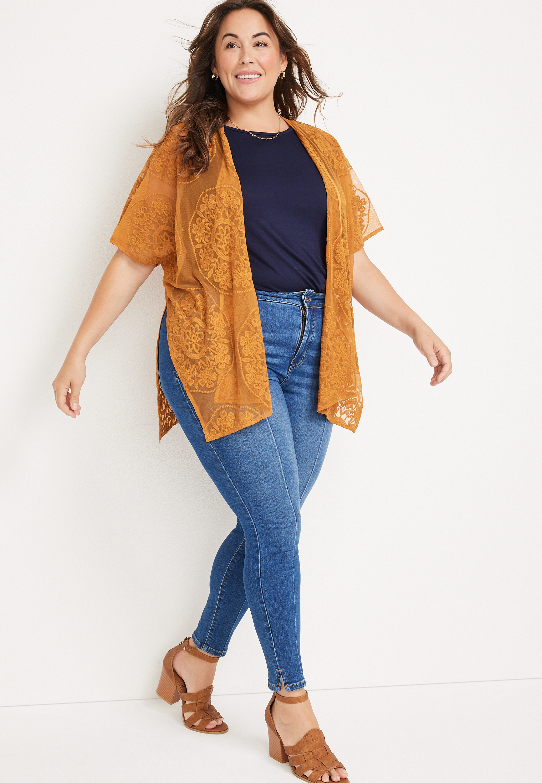 Lace Embroidered Kimono, C6188, large