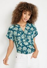 Geneva Paisley Zipper Neck Blouse, C3557, small