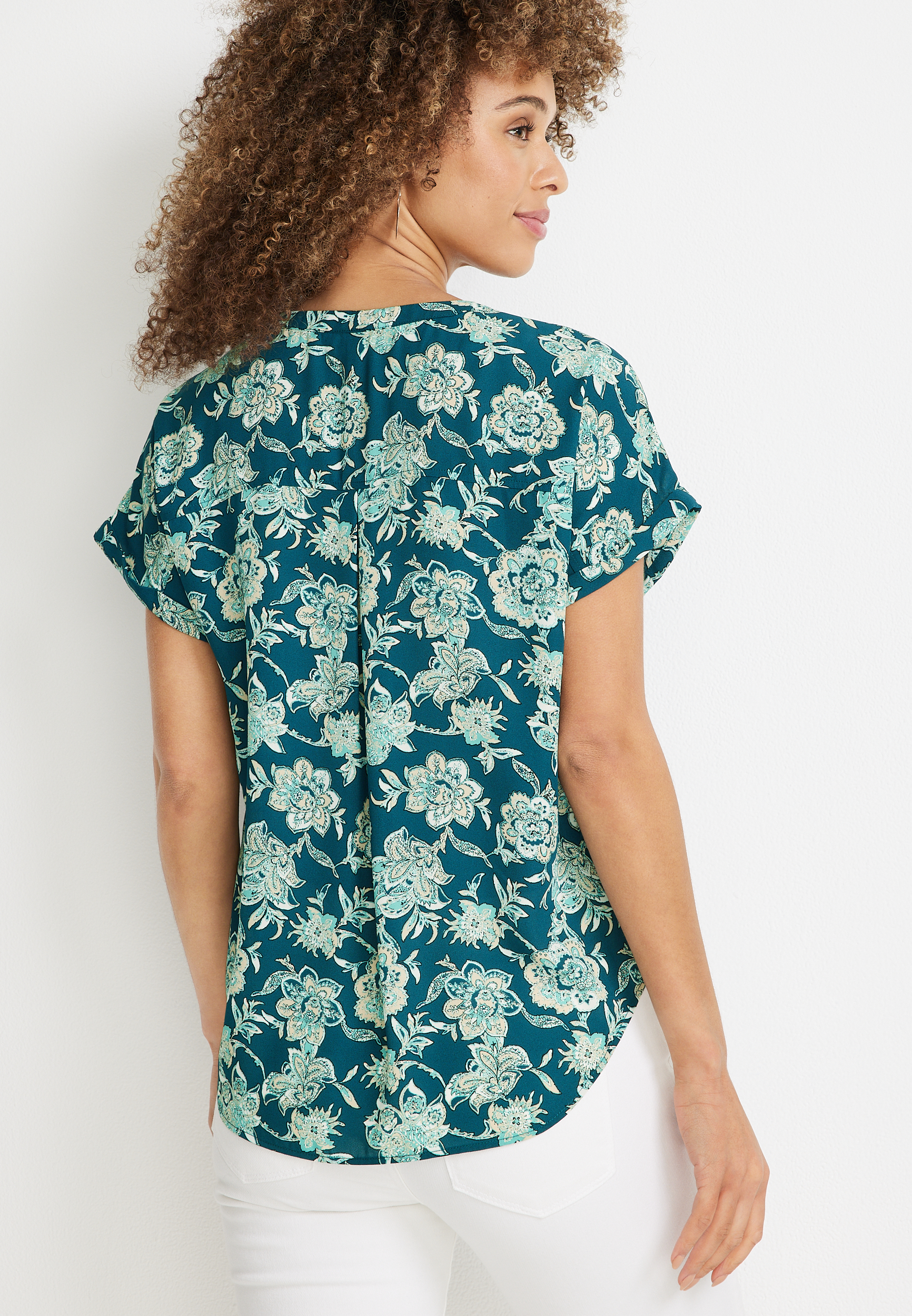 Geneva Paisley Zipper Neck Blouse, C3557, large