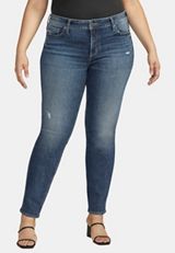 Plus Size Silver Jeans Co.&reg; Elyse Straight Curvy Mid Rise Ripped Jean, C258, small