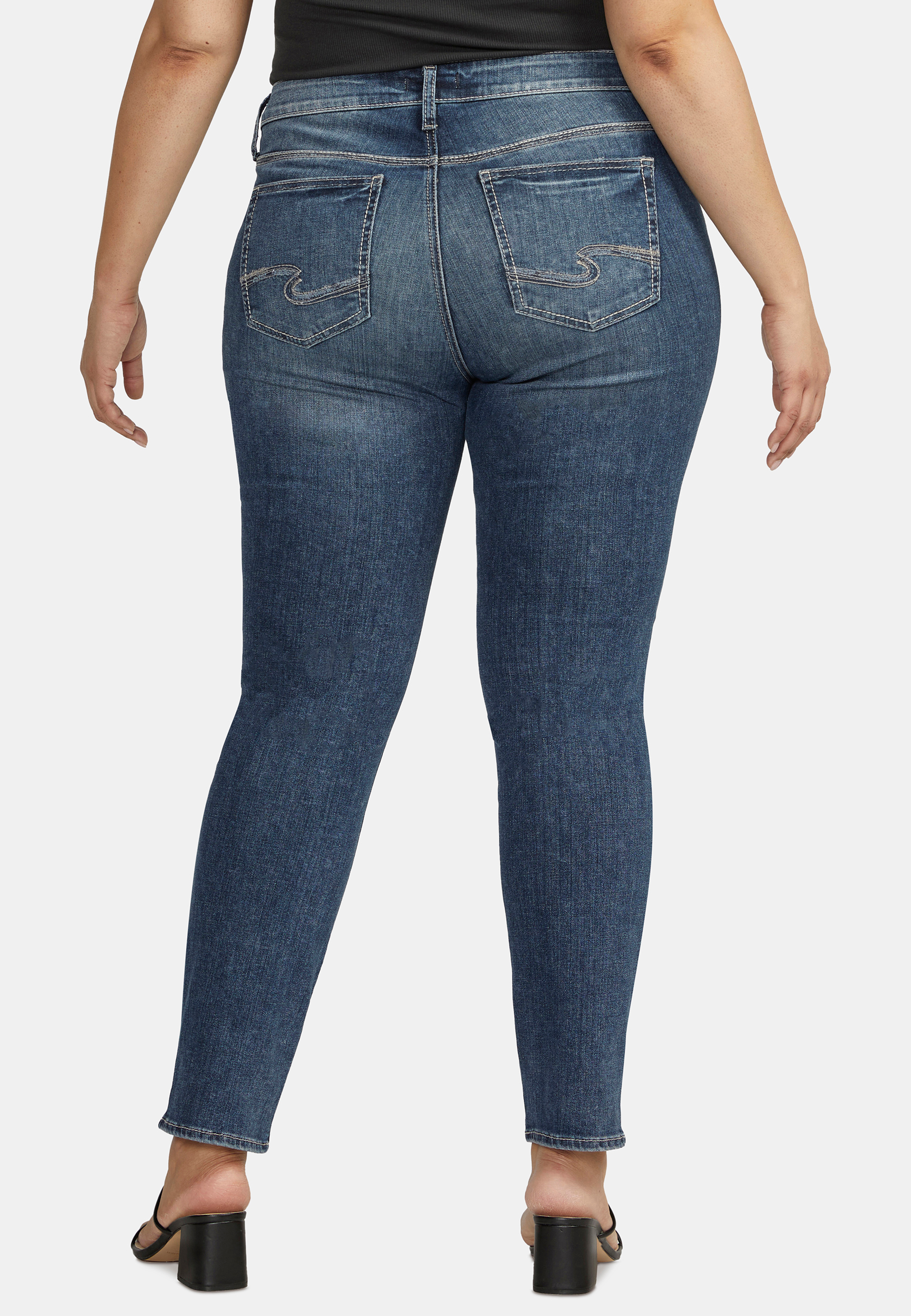 Plus Size Silver Jeans Co.&reg; Elyse Straight Curvy Mid Rise Ripped Jean, C258, large