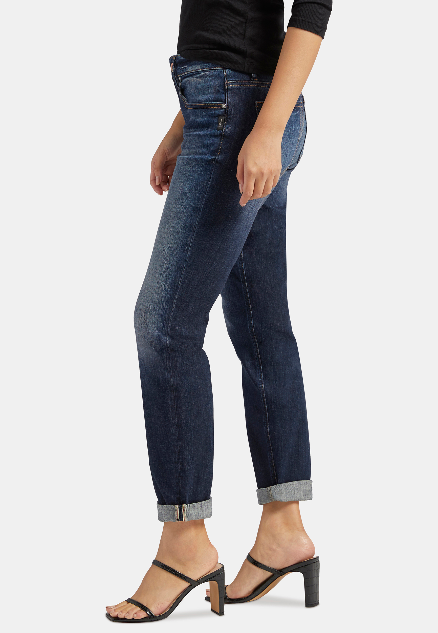 Silver Jeans Co.&reg; Boyfriend Mid Rise Rolled Hem Jean, DARK SANDBLAST, large
