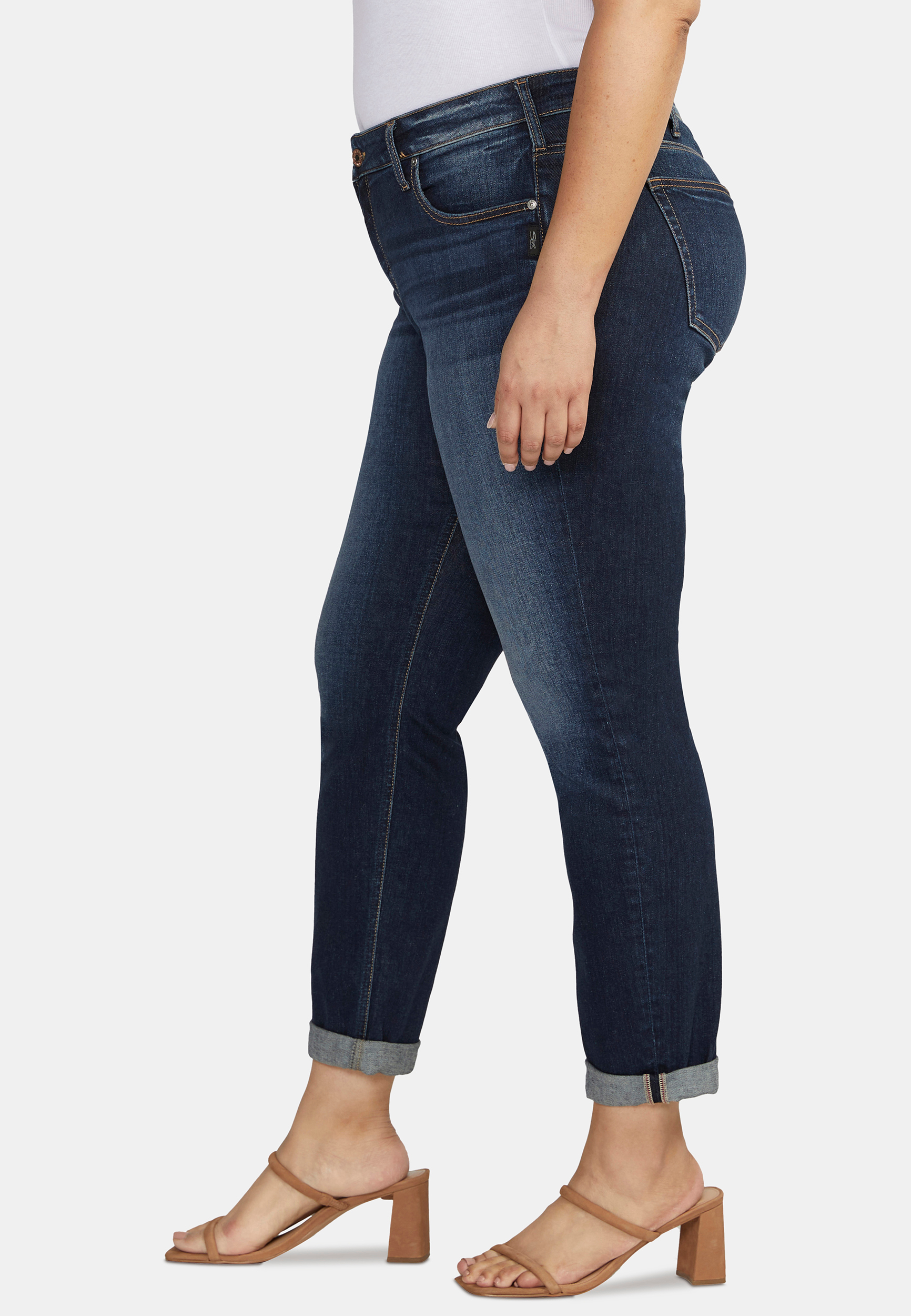 Plus Size Silver Jeans Co.&reg; Boyfriend Mid Rise Rolled Hem Jean, C258, large