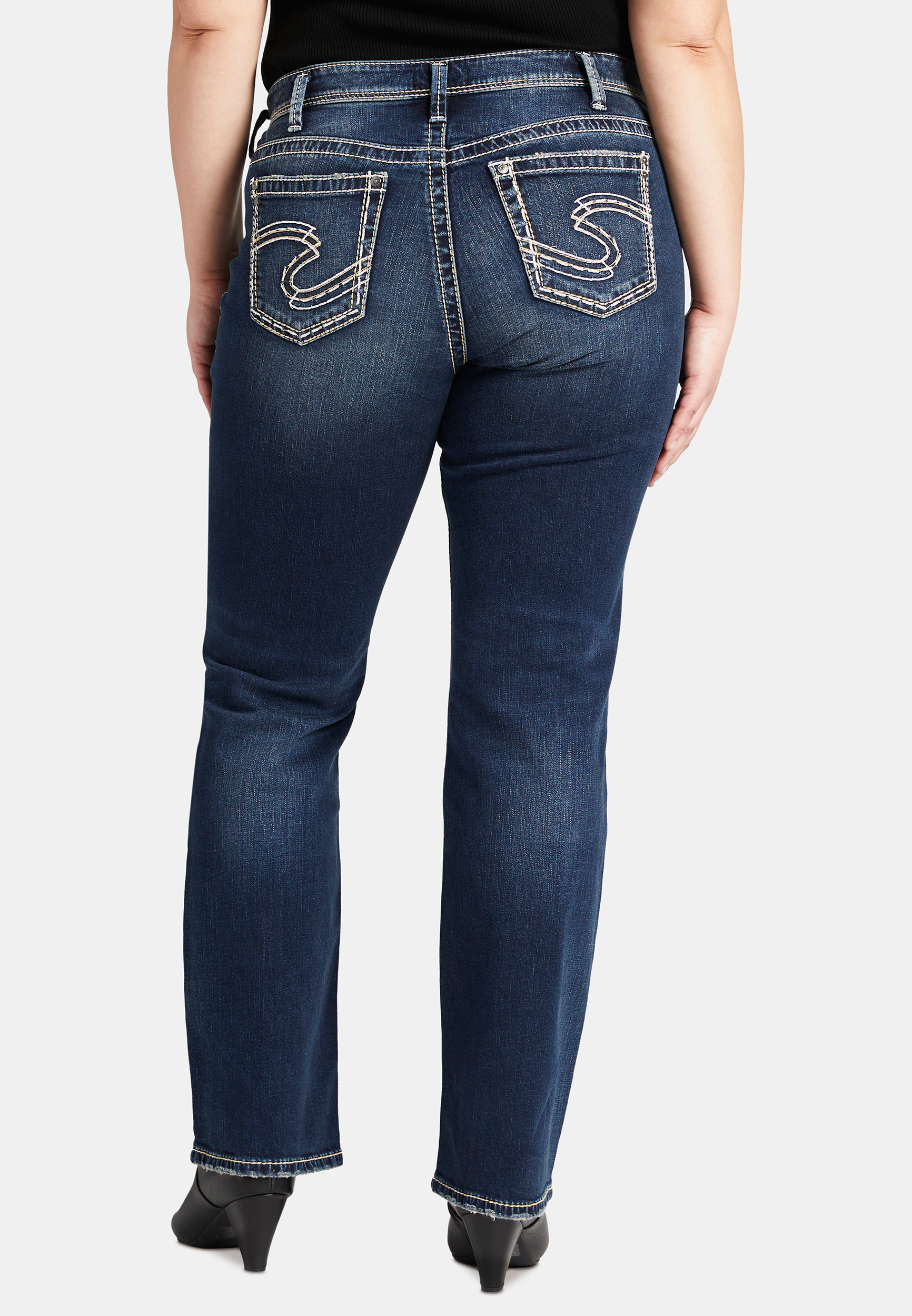 Plus Size Silver Jeans Co.&reg; Suki Slim Boot Curvy Mid Rise Jean, DARK SANDBLAST, large