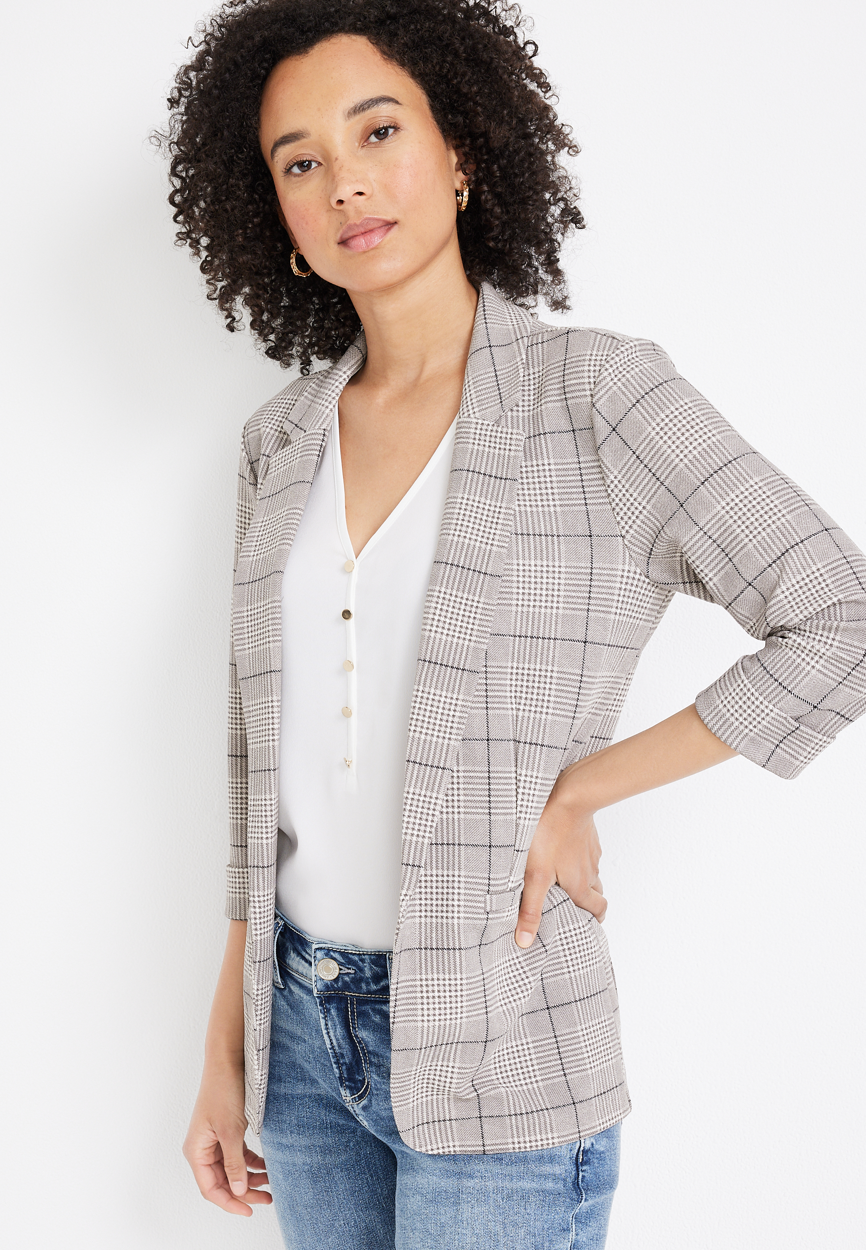 Versa Plaid Blazer | maurices