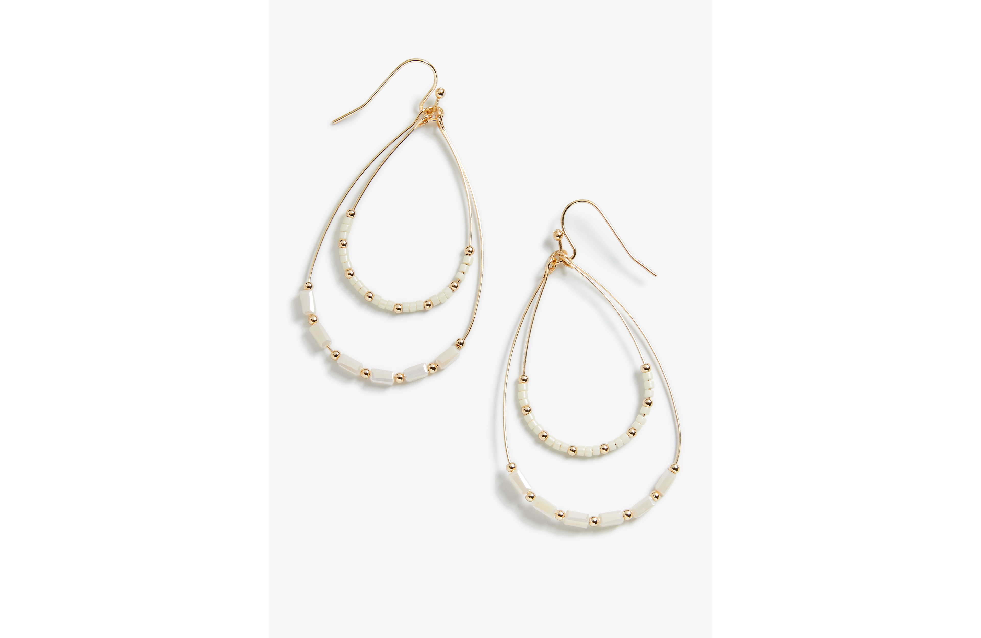 Beaded Layered Teardrop Hoop Earrings