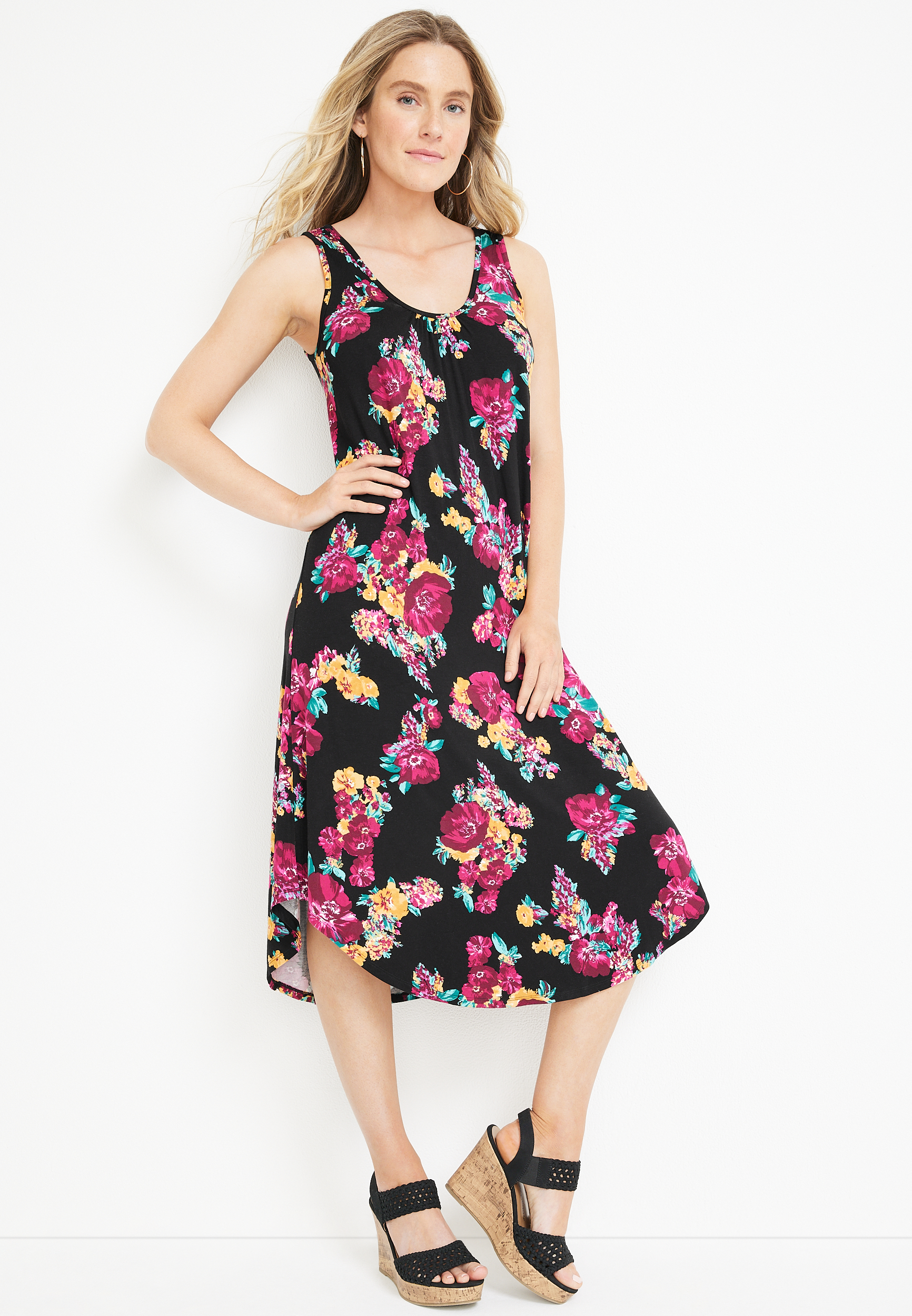 24/7 Floral Open Back Midi Dress | maurices