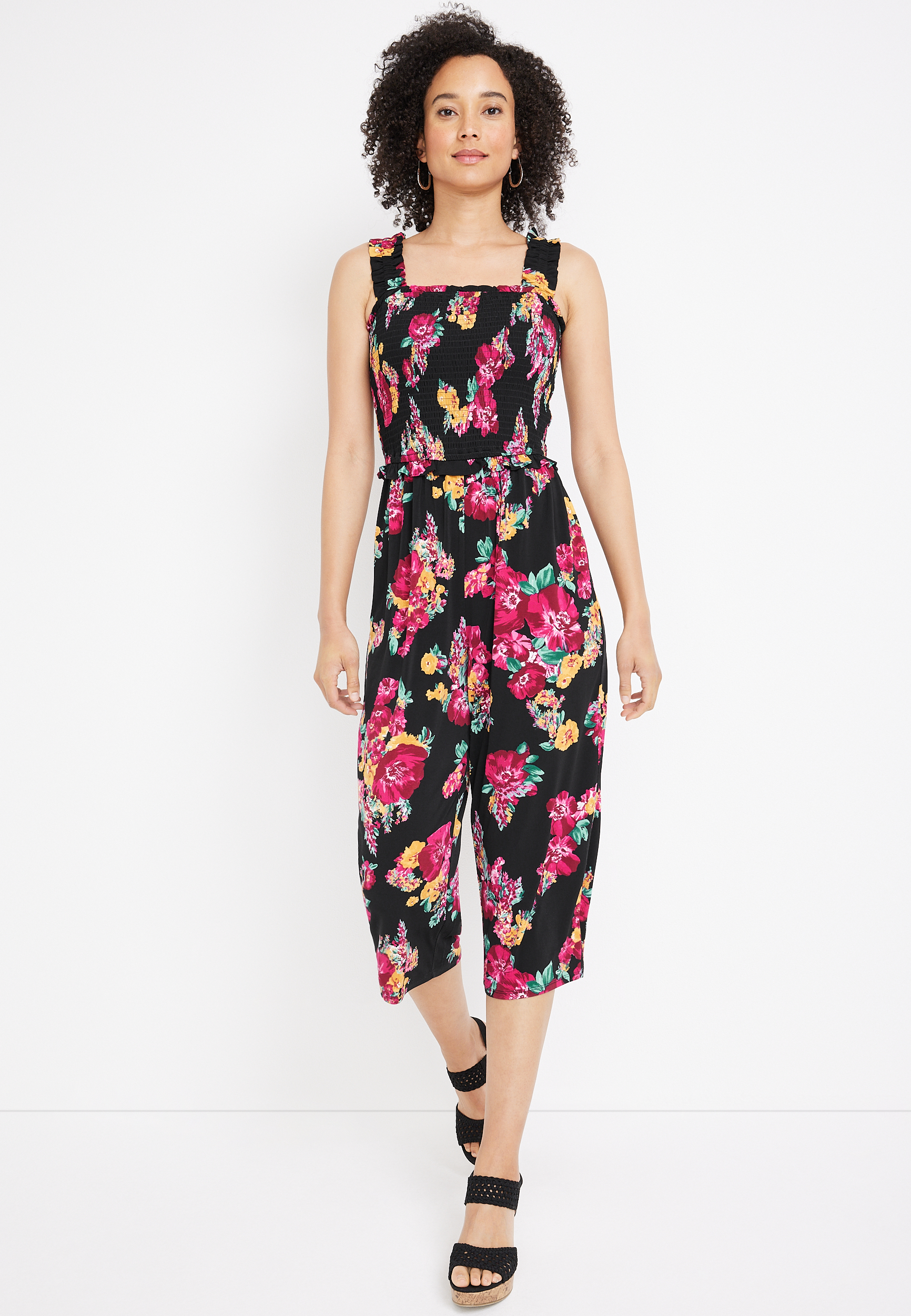 24/7 Floral Smocked Jumpsuit | maurices