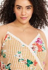 Plus Size Gingham Floral Peplum Cami, C2404, small