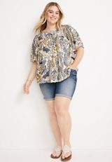 Paisley Volume Flutter Sleeve Blouse, C1524, small