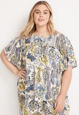 Paisley Volume Flutter Sleeve Blouse, C1524, small