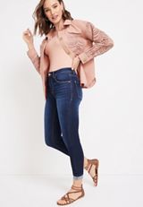 m jeans by maurices&trade; Everflex&trade; Super Skinny High Rise Cuffed Ankle Jean, DARK SANDBLAST, small