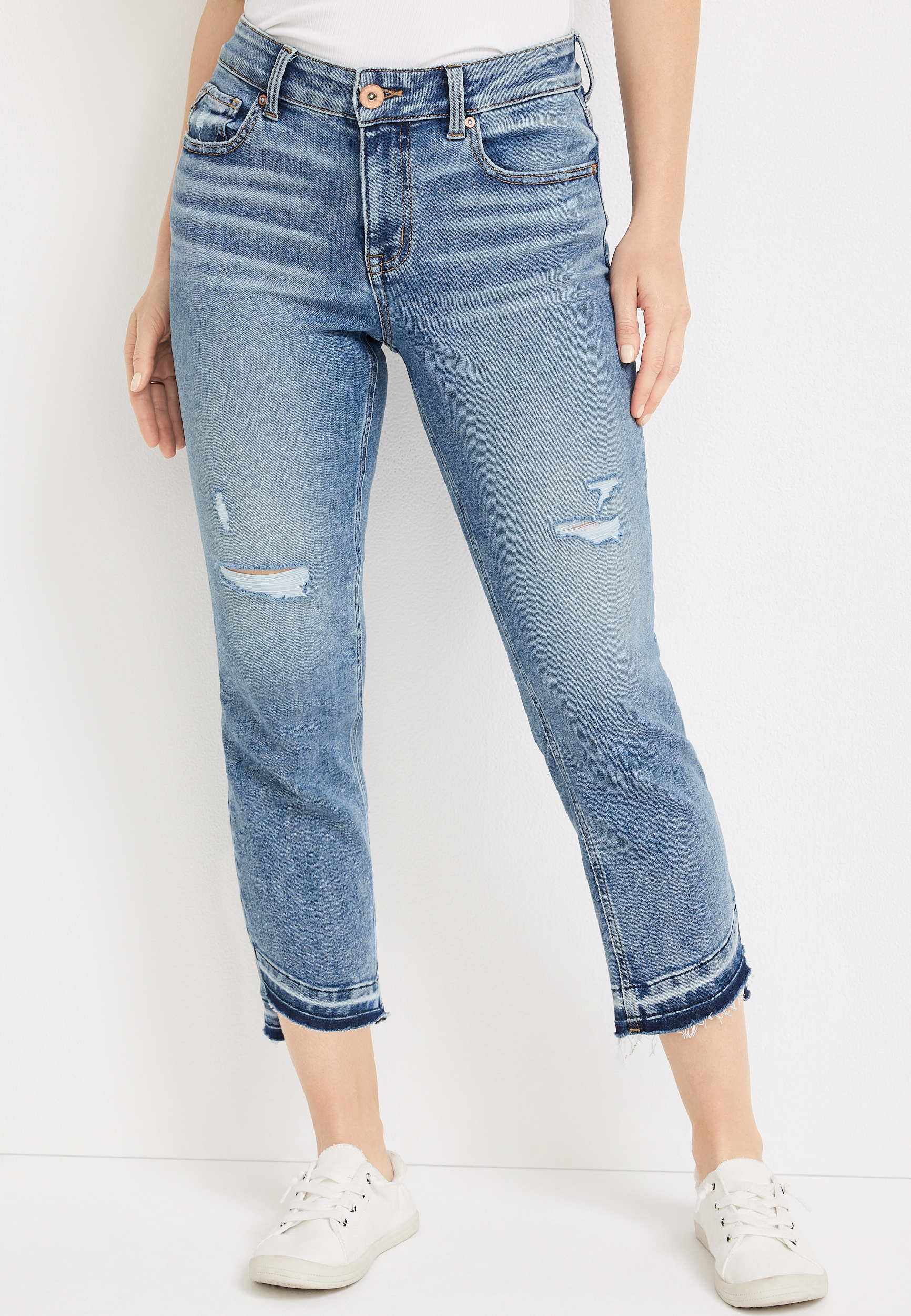 edgely™ Cropped High Rise Slant Hem Jean