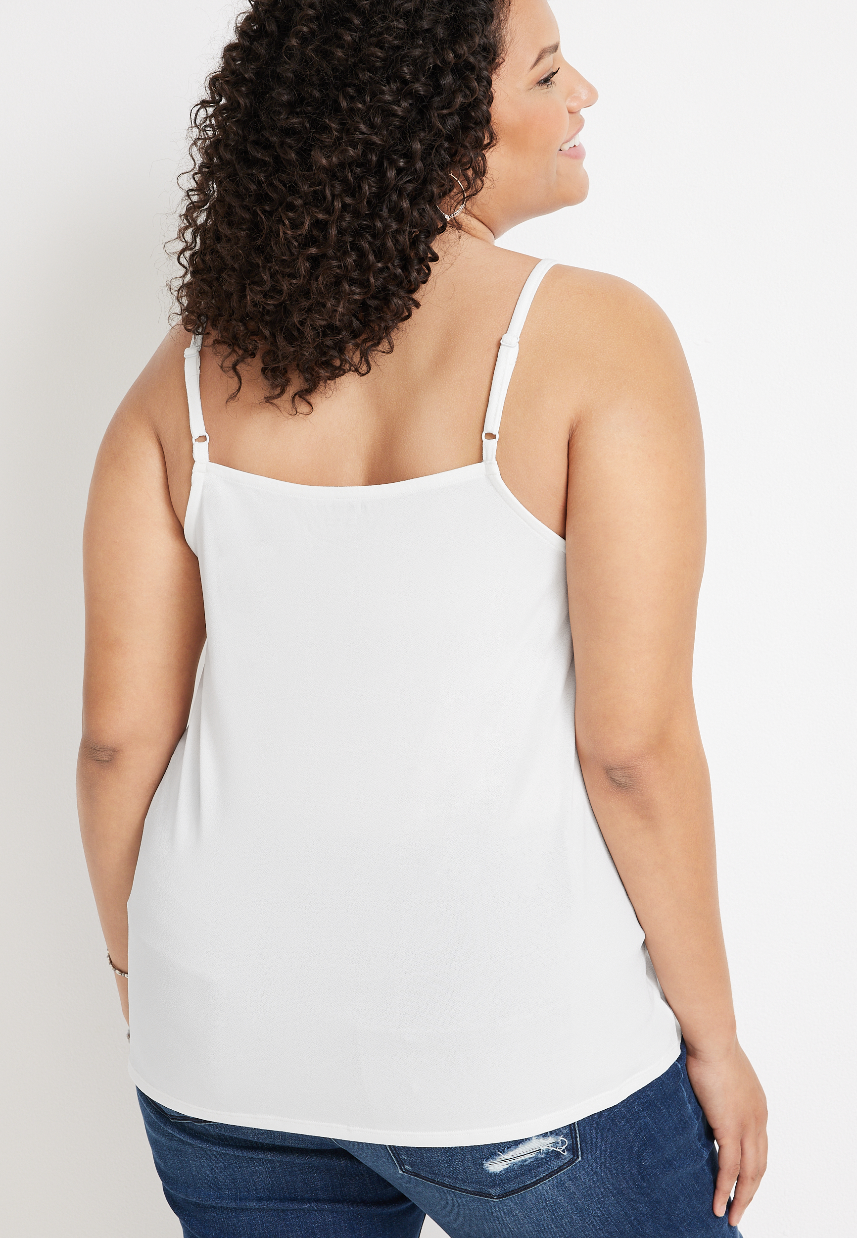 Plus Size Lace Trim Crepe Cami, C4673, large