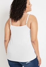 Plus Size Lace Trim Crepe Cami, C4673, small