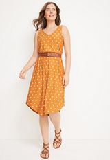 24/7 Polka Dot V Neck Midi Dress, C7301, small