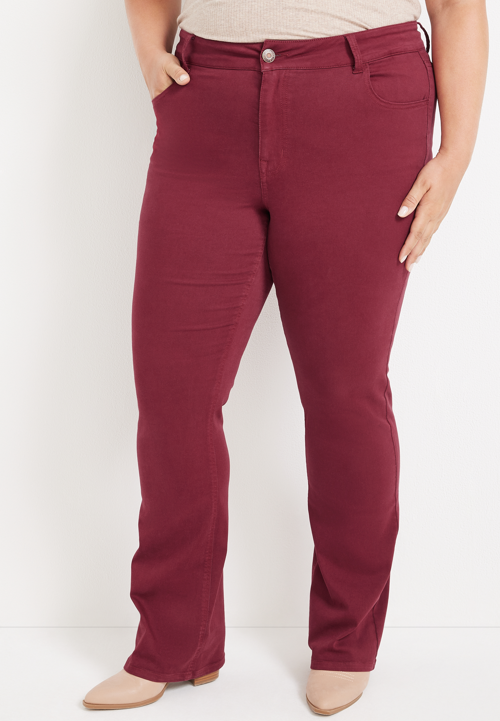 Womens Dark Red Jeggings Jeans UK14 W32in inside Leg 30in by PEP&CO. Used  Good