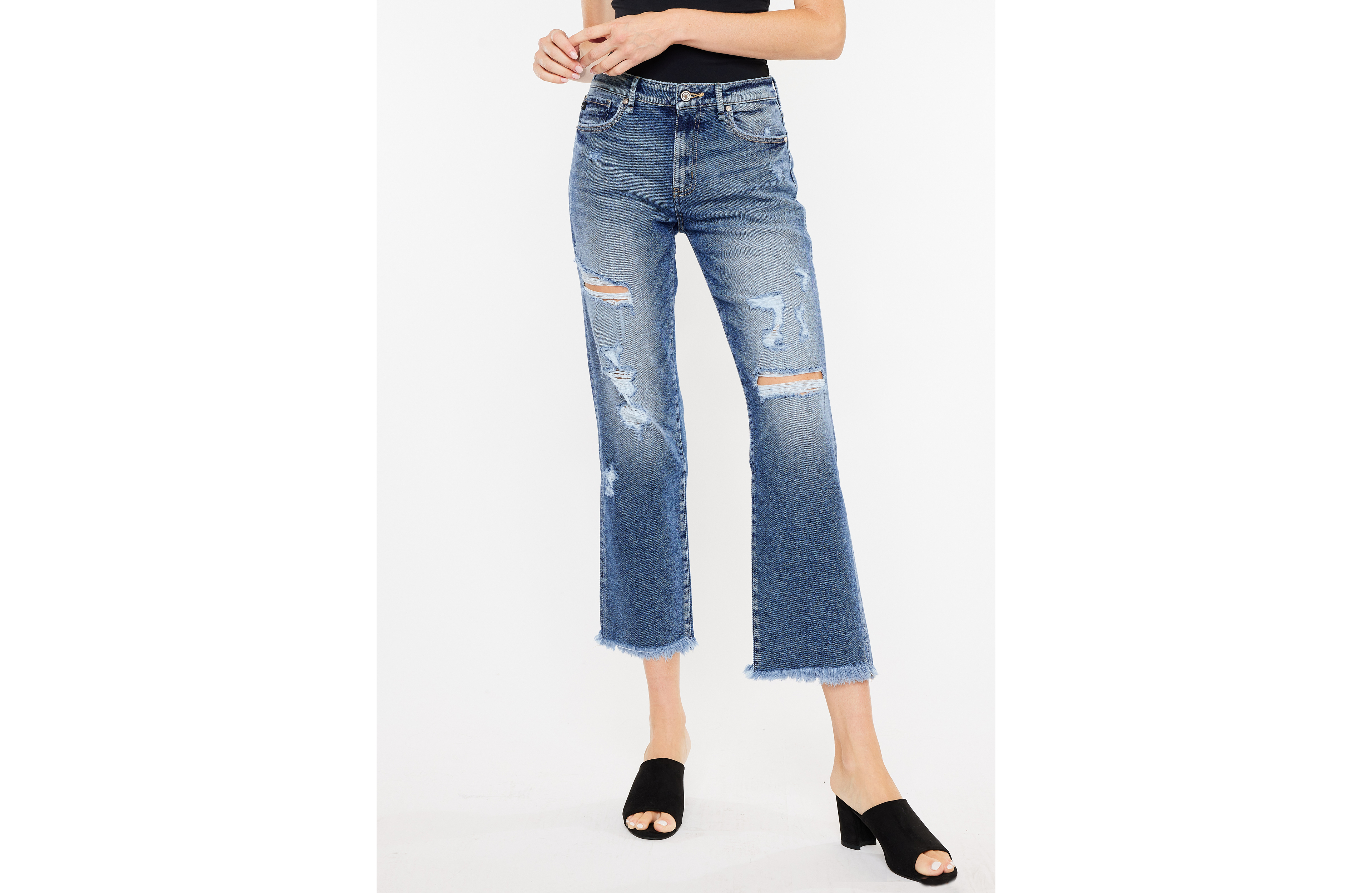 KanCan™ Ankle Straight High Rise Ripped Jean