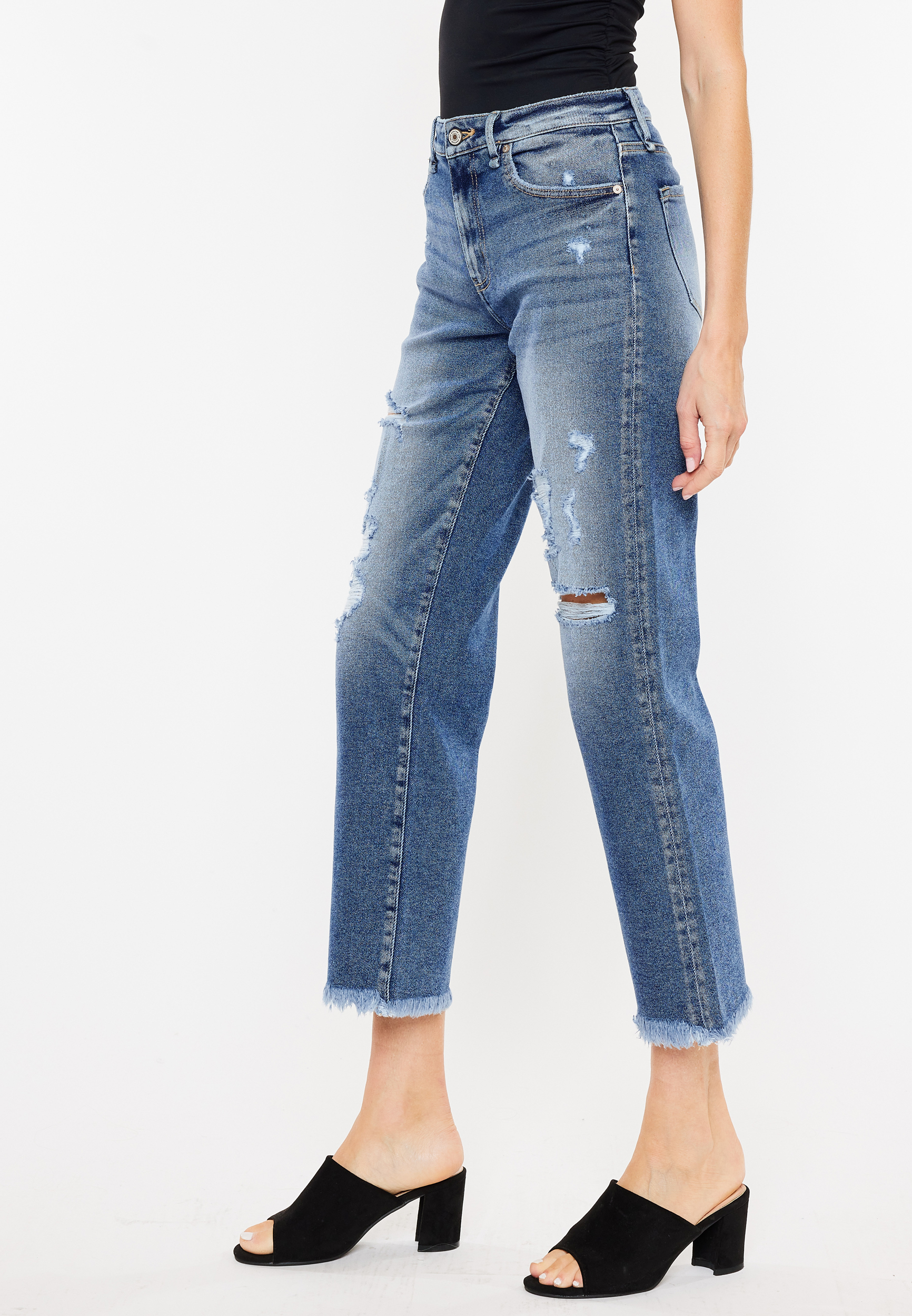 KanCan&trade; Ankle Straight High Rise Ripped Jean, C3337, large