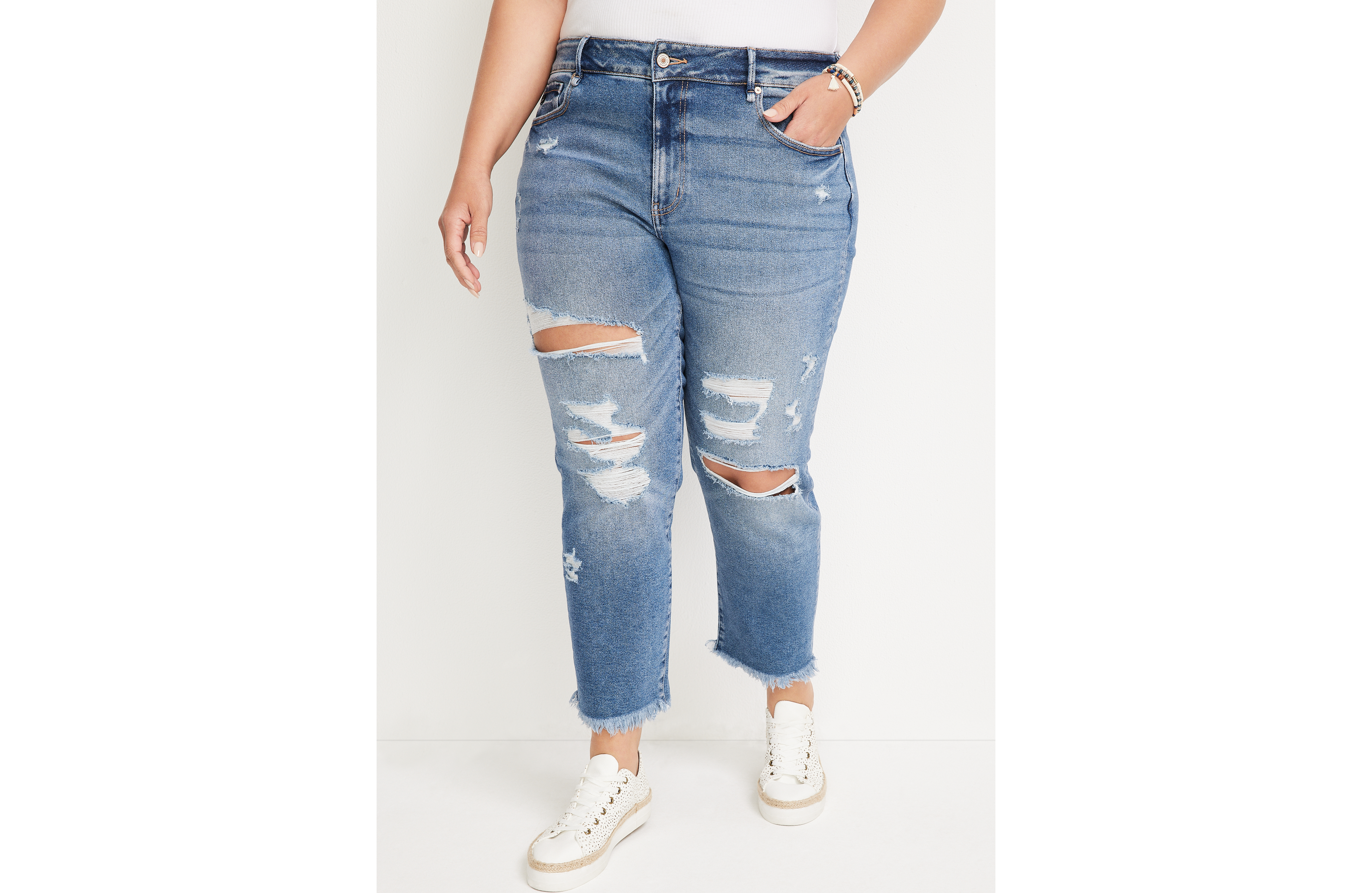 Plus KanCan™ Ankle Straight High Rise Ripped Jean