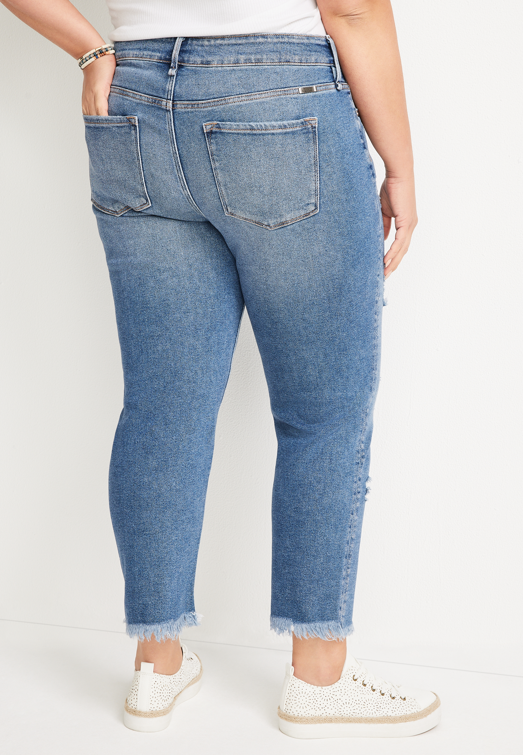 Plus Size KanCan&trade; Ankle Straight High Rise Ripped Jean, C3337, large