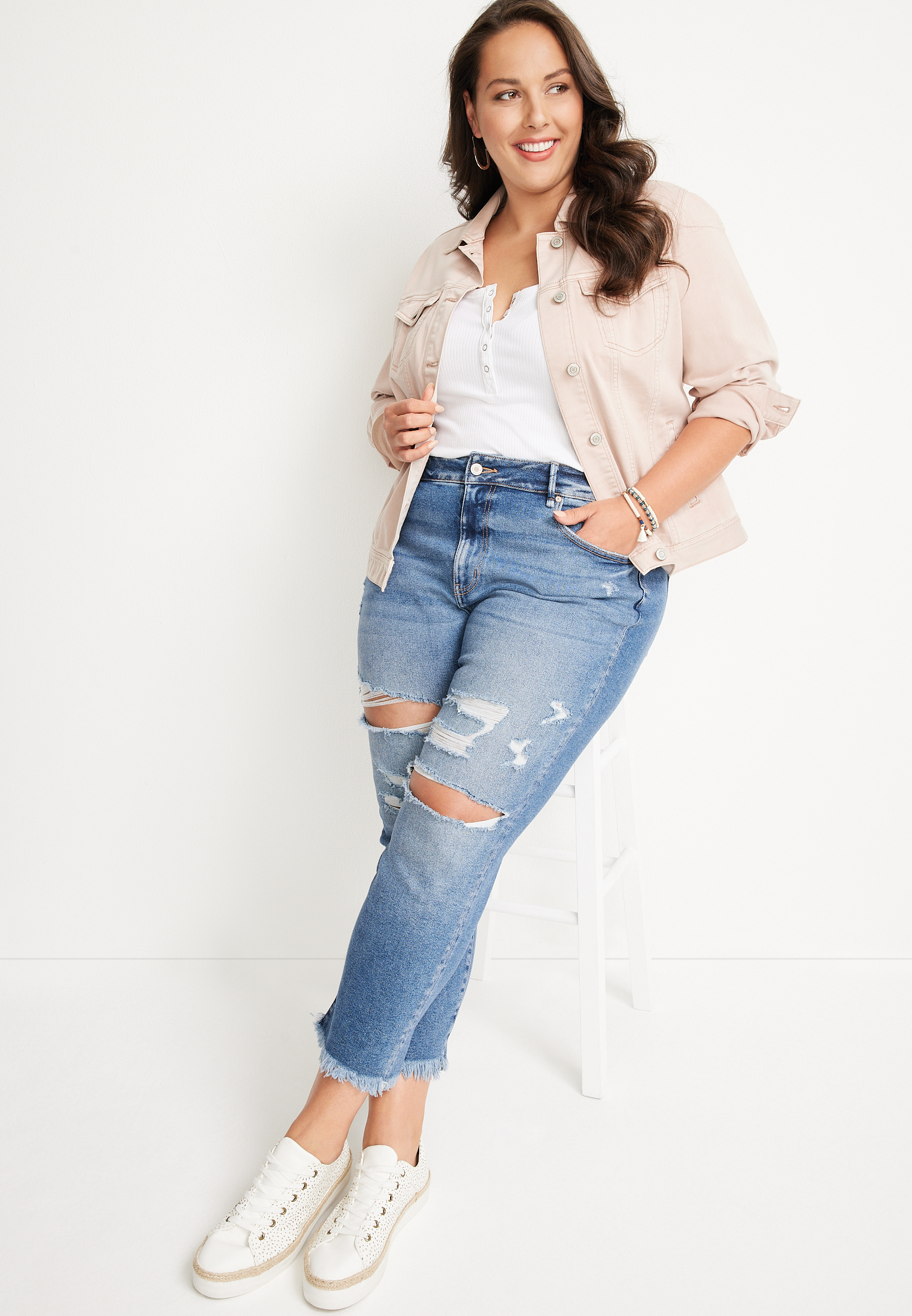 Plus Size KanCan&trade; Ankle Straight High Rise Ripped Jean, C3337, large