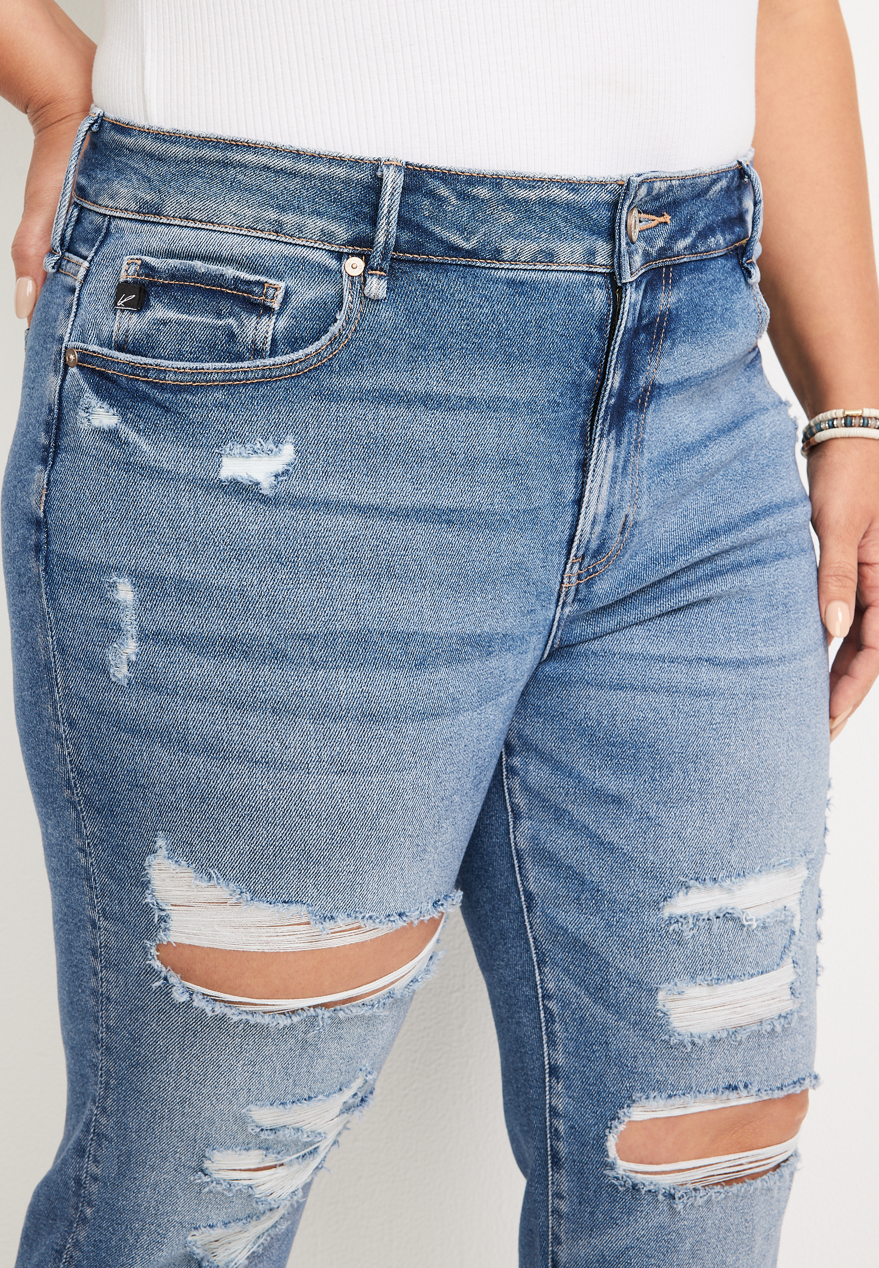 Plus Size KanCan&trade; Ankle Straight High Rise Ripped Jean, C3337, large