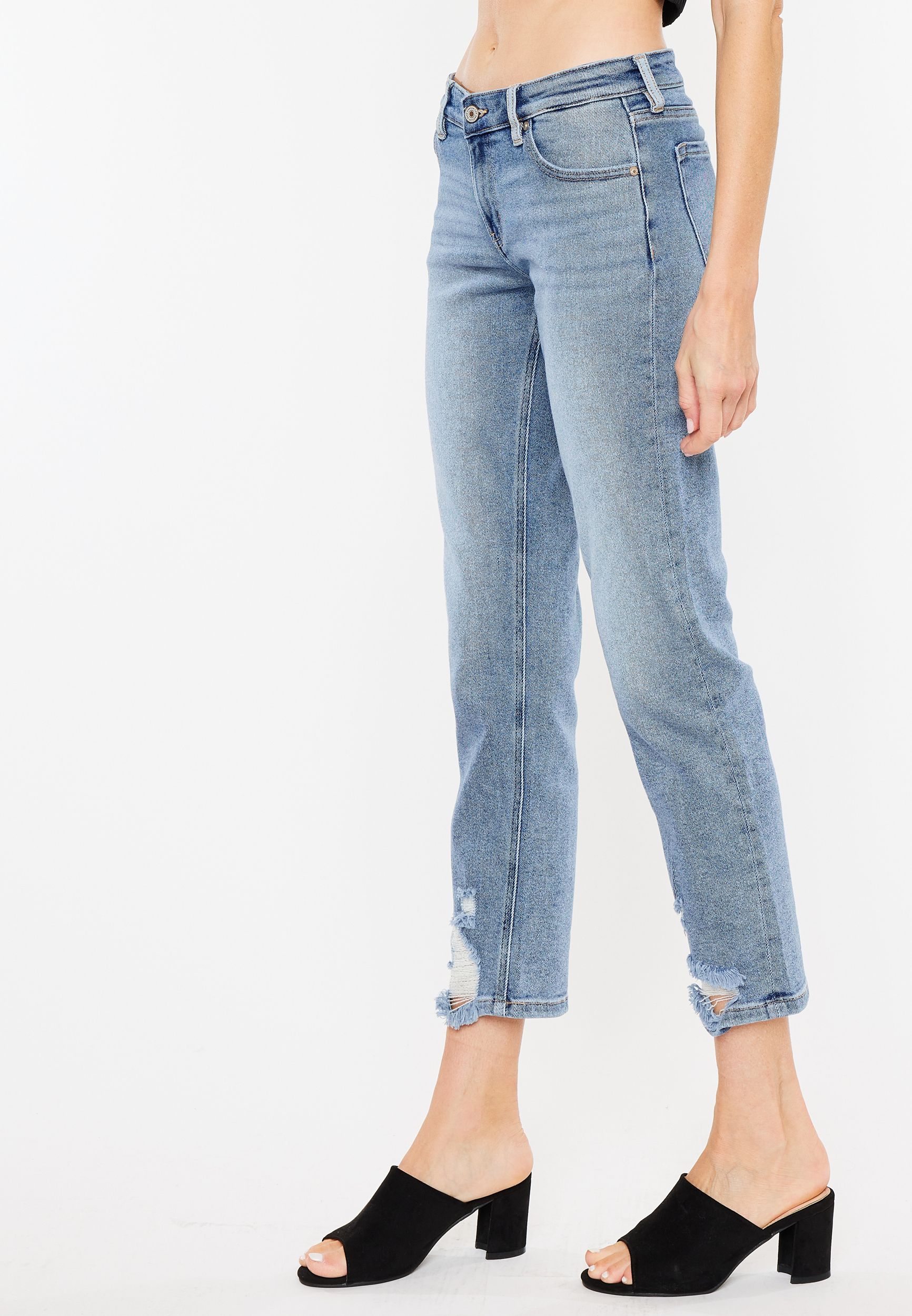 KanCan&trade; Boyfriend Mid Rise Ripped Ankle Jean, C2806, large