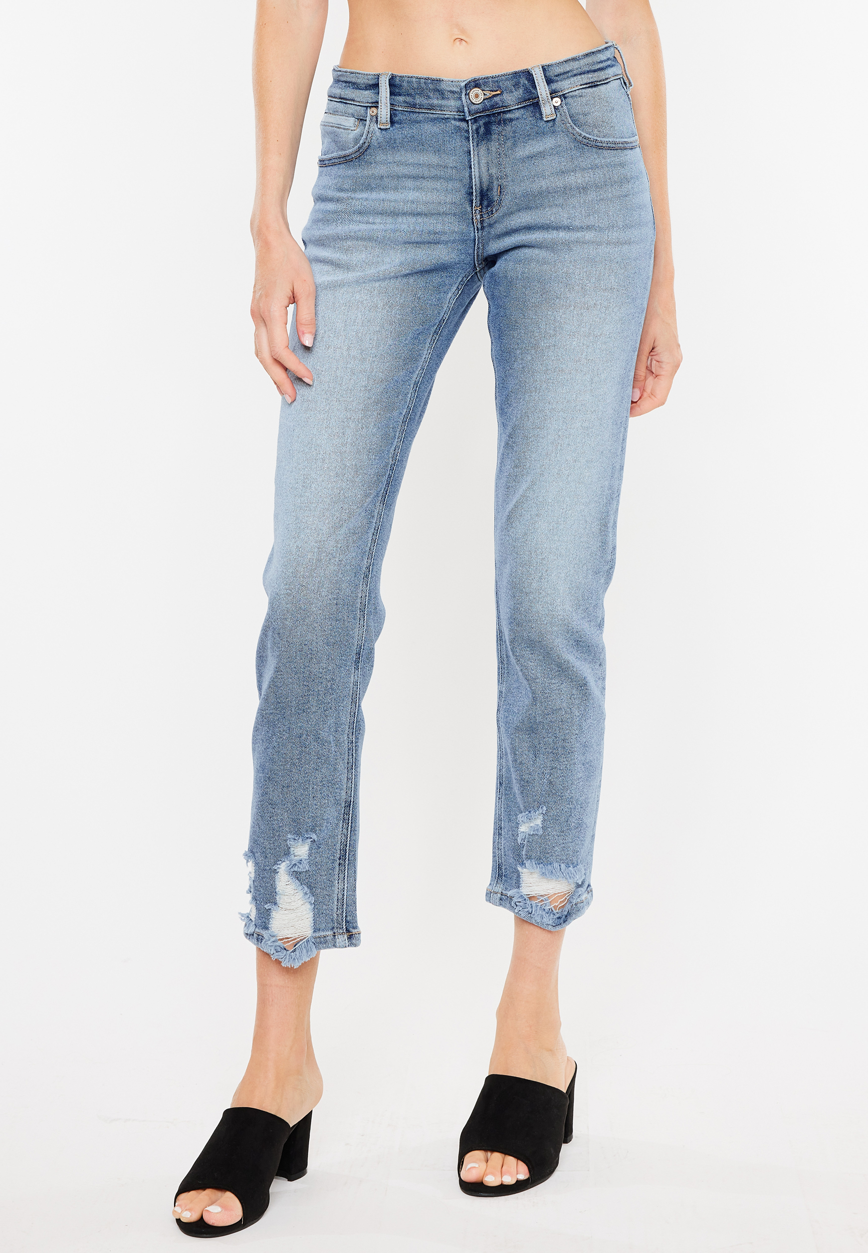 KanCan&trade; Boyfriend Mid Rise Ripped Ankle Jean, C2806, large