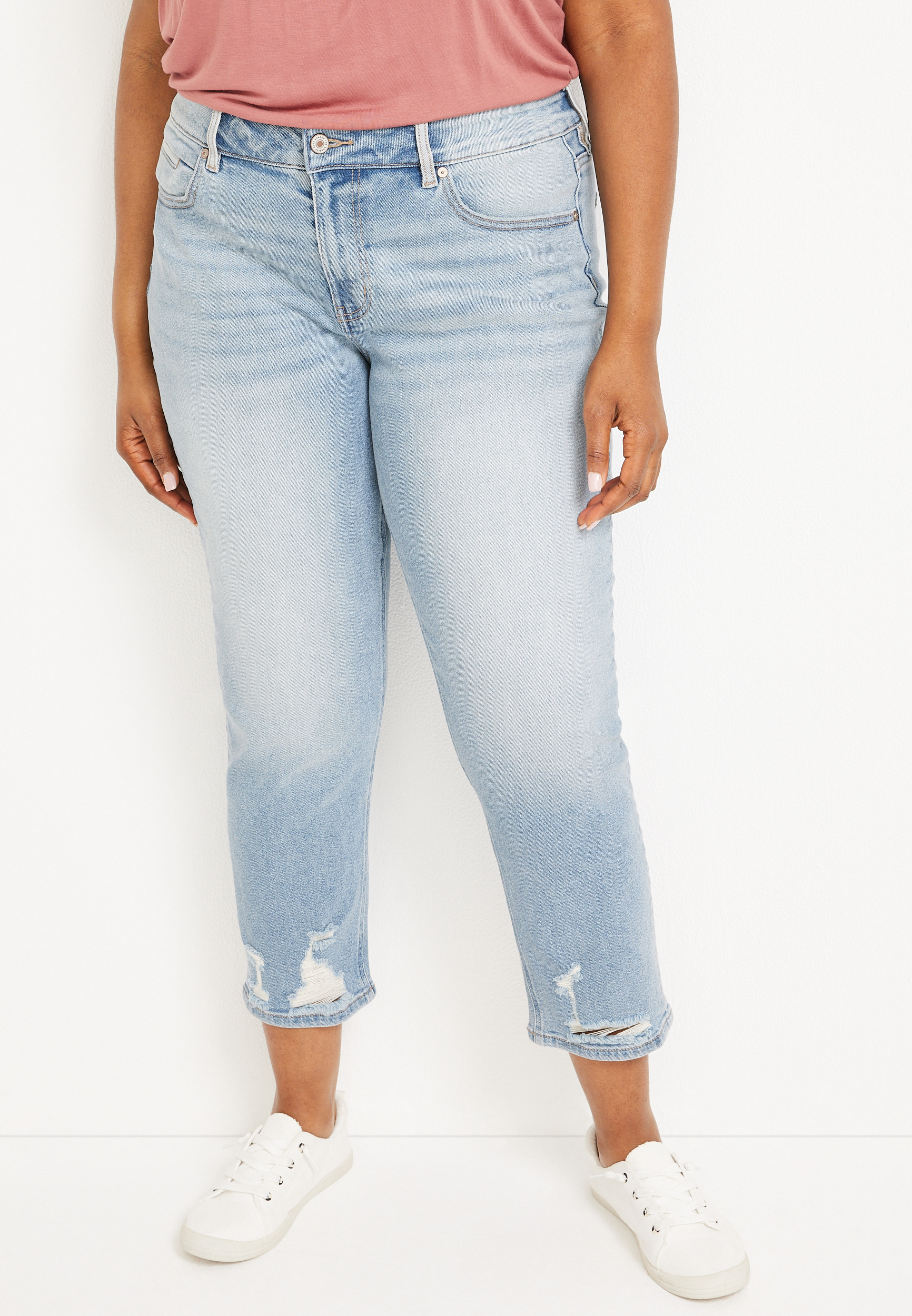 Plus Size KanCan™ Boyfriend Mid Rise Ripped Ankle Jean | maurices